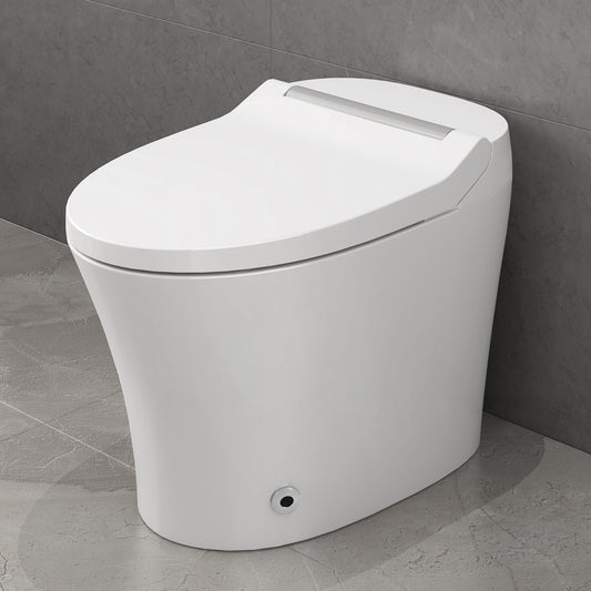 Smart toilet with Built-in Heated Seat, One Piece Elongated Modern Toilet with Adjustable Temp Heated Seat, Auto Flush,  Dual Flush Toilet 1/1.28 GPF, Foot sensor Flush, White Night Light,Knob Control