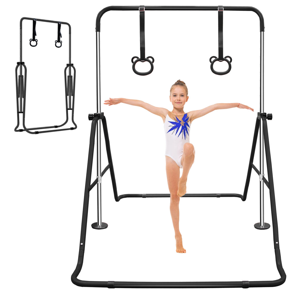 Green Multi-Functional Adjustable Height Children's Horizontal Gymnastic Bar With Bear Rings