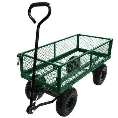 3 cu. ft. 300 lbs. Capacity Removable Sides Metal Steel Mesh Heavy Duty Utility Wagon Outdoor Garden Cart in Yellow