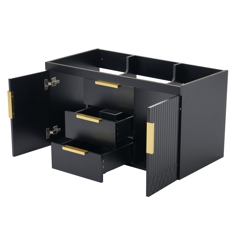 36'' Wall Mounted Bathroom Vanity with Resin Sink, Floating Bathroom Storage Cabinet with 2 Drawers, Solid Wood Bathroom Cabinet