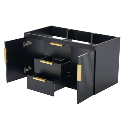 36'' Wall Mounted Bathroom Vanity with Resin Sink, Floating Bathroom Storage Cabinet with 2 Drawers, Solid Wood Bathroom Cabinet