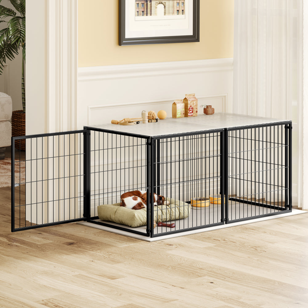 Large Dog Cage 63.7" Dog Kennel for Medium Dogs Puppy Dog Playpen with Top, Pet Cage, Indoor, Black.63.7"L x 34.2"W x 31.7"H.