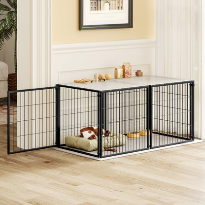 Large Dog Cage 63.7" Dog Kennel for Medium Dogs Puppy Dog Playpen with Top, Pet Cage, Indoor, Black.63.7"L x 34.2"W x 31.7"H.