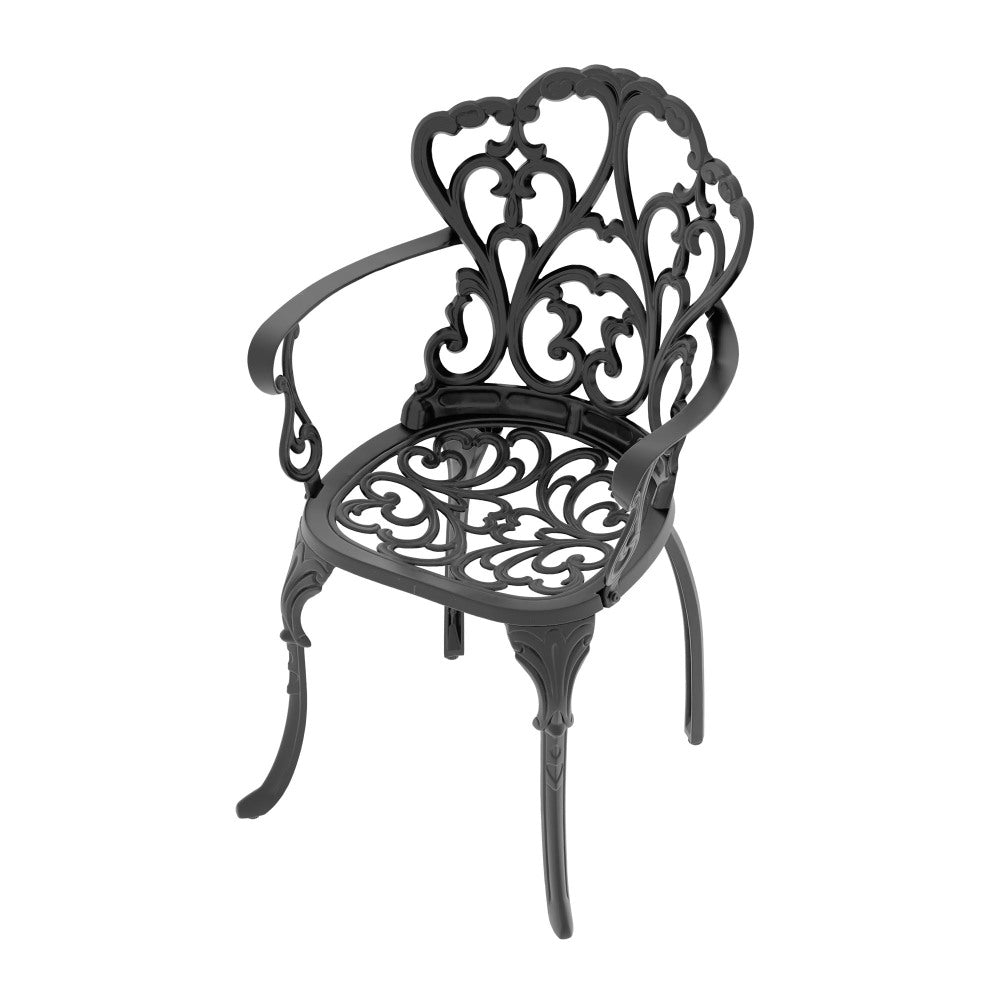 Cast Aluminum Patio Dining Chair 4PCS With Black Frame and Cushions In Random Colors