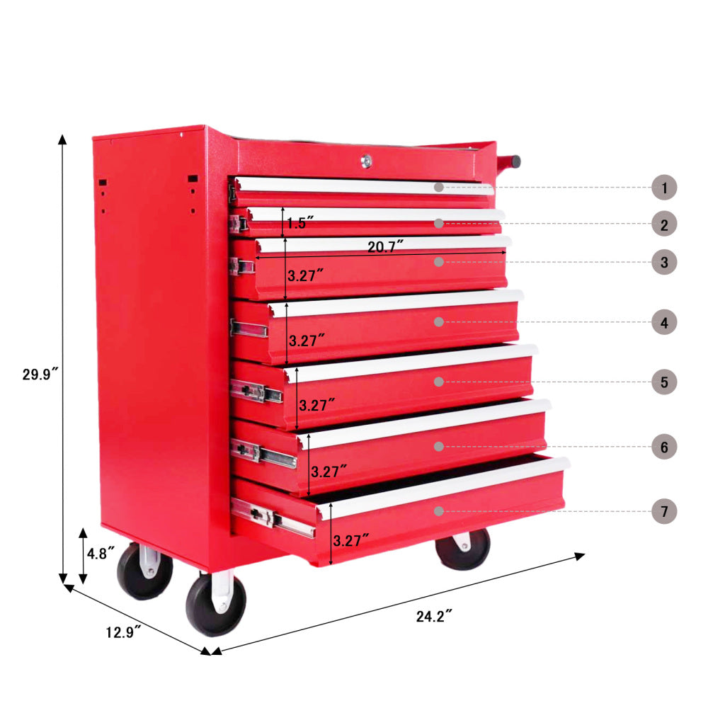 7-Drawer Metal Rolling Tool Chest with Wheels,Tool Storage Cabinet With Locking System