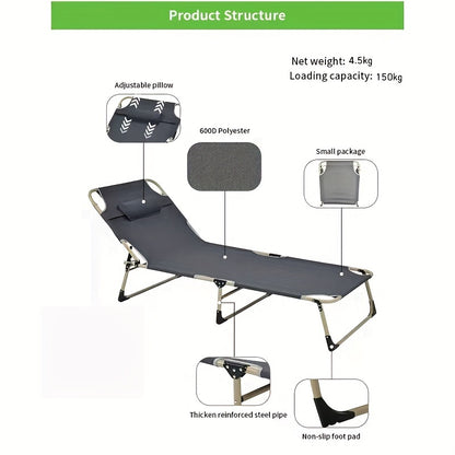 Folding bed single recliner outdoor special iron frame simple folding bed