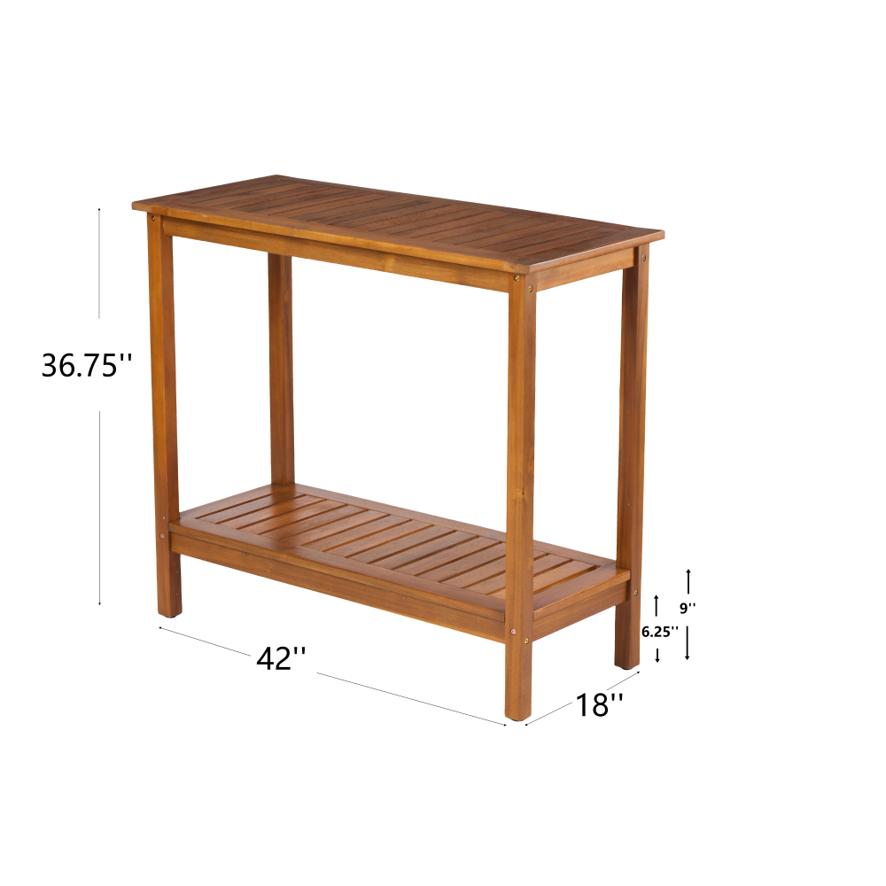 Wooden Workstation for Garden Balcony Garage,  Acacia Console Potting Table Light Brown