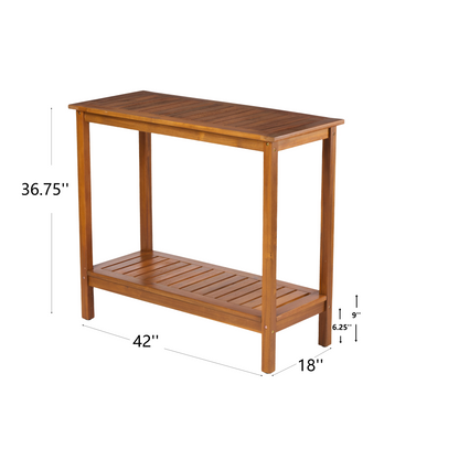 Wooden Workstation for Garden Balcony Garage,  Acacia Console Potting Table Light Brown