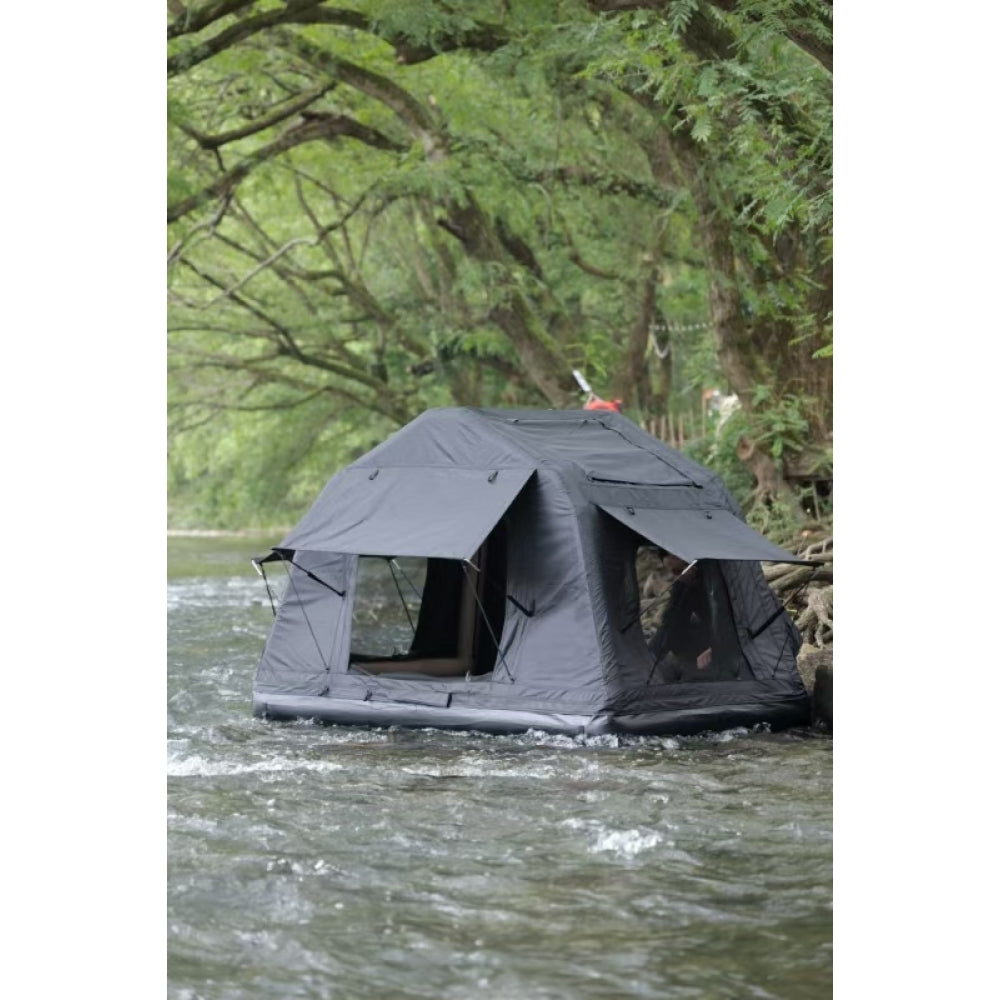 Portable Amphibious Inflatable Tent For Camping Foldable Offroad Roof Top Tent Floating Tent (With Ladder, Black)