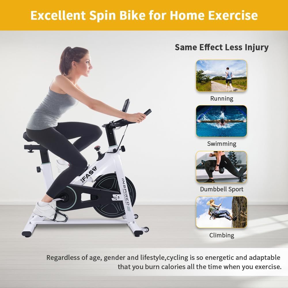 Stationary Bikes for Home Spin Indoor Exercise Bike with LCD Monitor and Comfortable Seat Cushion for Home Gym Cardio Fitness Training