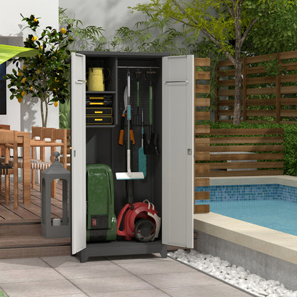 Outdoor Cabinet Outdoor Storage Cabinet Waterproof, Storage Cabinet cabinet with Shelves, Vertical Tall Garden Storage cabient & Outdoor Storage Cabinet Weatherproof for Outside in light gray