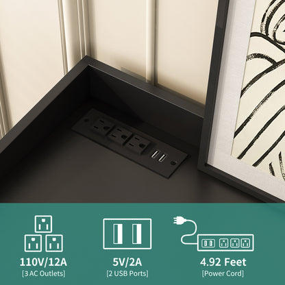 8 Drawer Double Dresser for Bedroom with LED, Modern Dressers Chest of Drawers with Fluted Panel, Wide Wood Storage Dresser Organizer, Dresser  for Bedroom, Living Room,Black