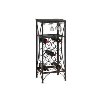 Home Bar, Wine Rack, Black Metal, Transitional