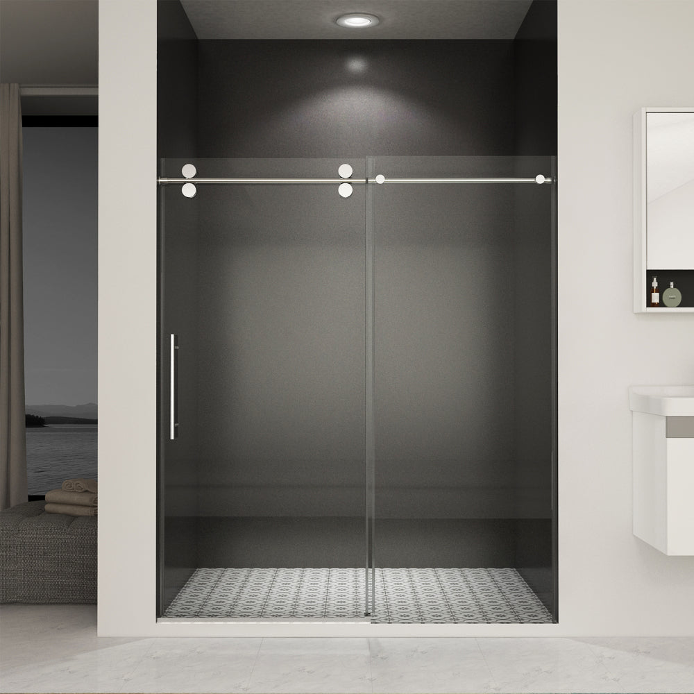 56"-60"W x 70"H Frameless Shower Door, Sliding Shower Door, with Premium 5/16"(8mm) Thick Tempered Glass Shower Enclosure ,Double Side Easy Clean Coat,Chrom Finished With Buffer