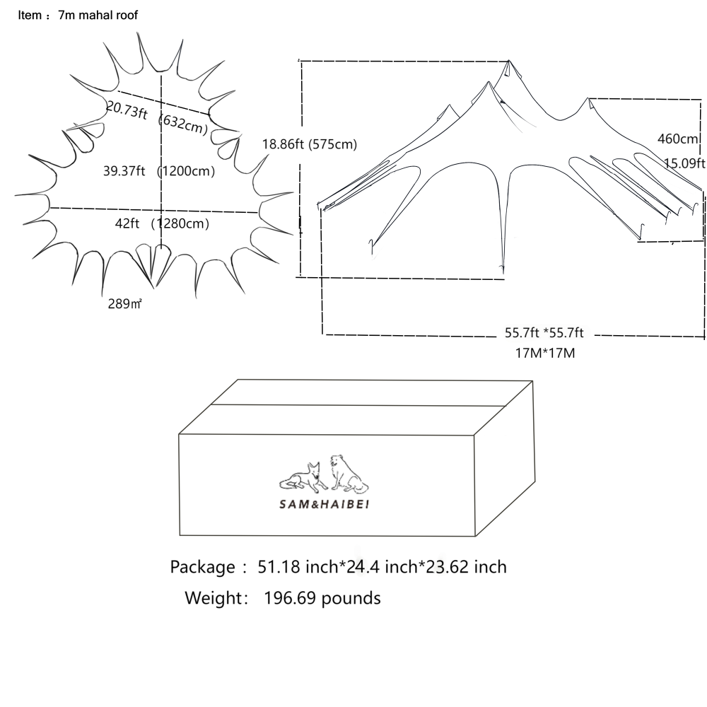 SAM&HAIBEI Thincker Canvas Waterproof Portable Tarp Multifunctional Outdoor Camping Traveling Awning Backpacking Tarp Shelter Rain Tarp,Big tarp for Family Active or Out Active. 289㎡ space Largr tarp.
