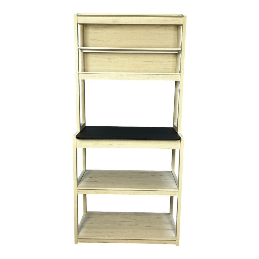 31.5" White and Black color 5-Tier Bakers Rack for Kitchen with Storage, Coffee Bar, Kitchen Shelves,  Microwave Stand