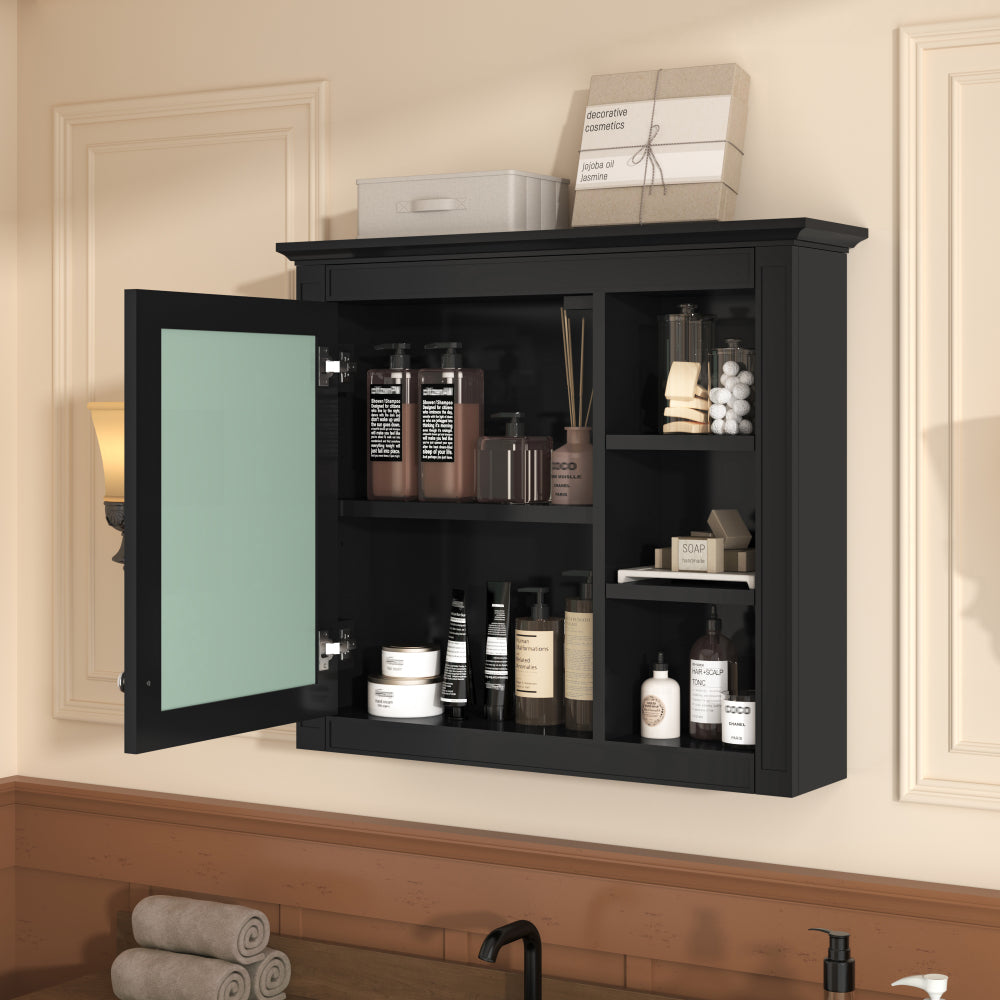 30'' x 28'' Medicine Cabinet, Wall Mounted Bathroom Storage Cabinet, Modern Bathroom Wall Cabinet with Mirror,Medicine Cabinet, Mirror Cabinet with 3 Open Shelves (Not Include Bathroom Vanity )