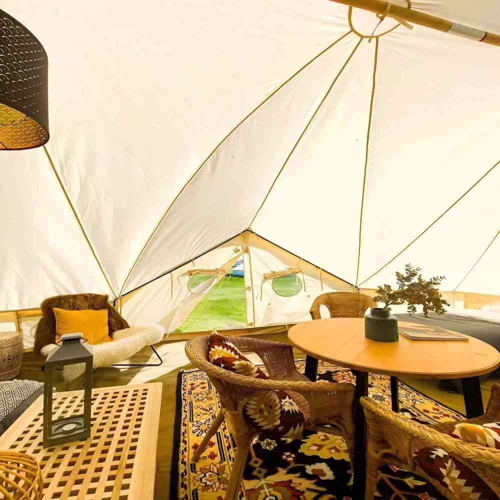 SAM&HAIBEI 8-10 persons 2316.5ft Canvas Tent Bell Tent Glamping, 4 Seasons Yurt Tent for Camping, Heavy Cotton Canvas Tent for Family Camping,Outdoor Hunting,or Party tent.