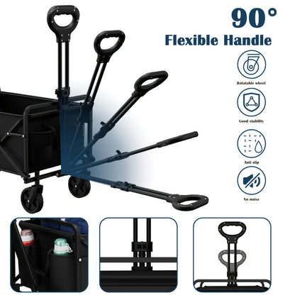 1 piece 300 lb foldable van, heavy duty foldable utility garden trolley with wheels, portable camping shopping cart for shopping, sports, picnicking, fishing and outdoors, garden, black