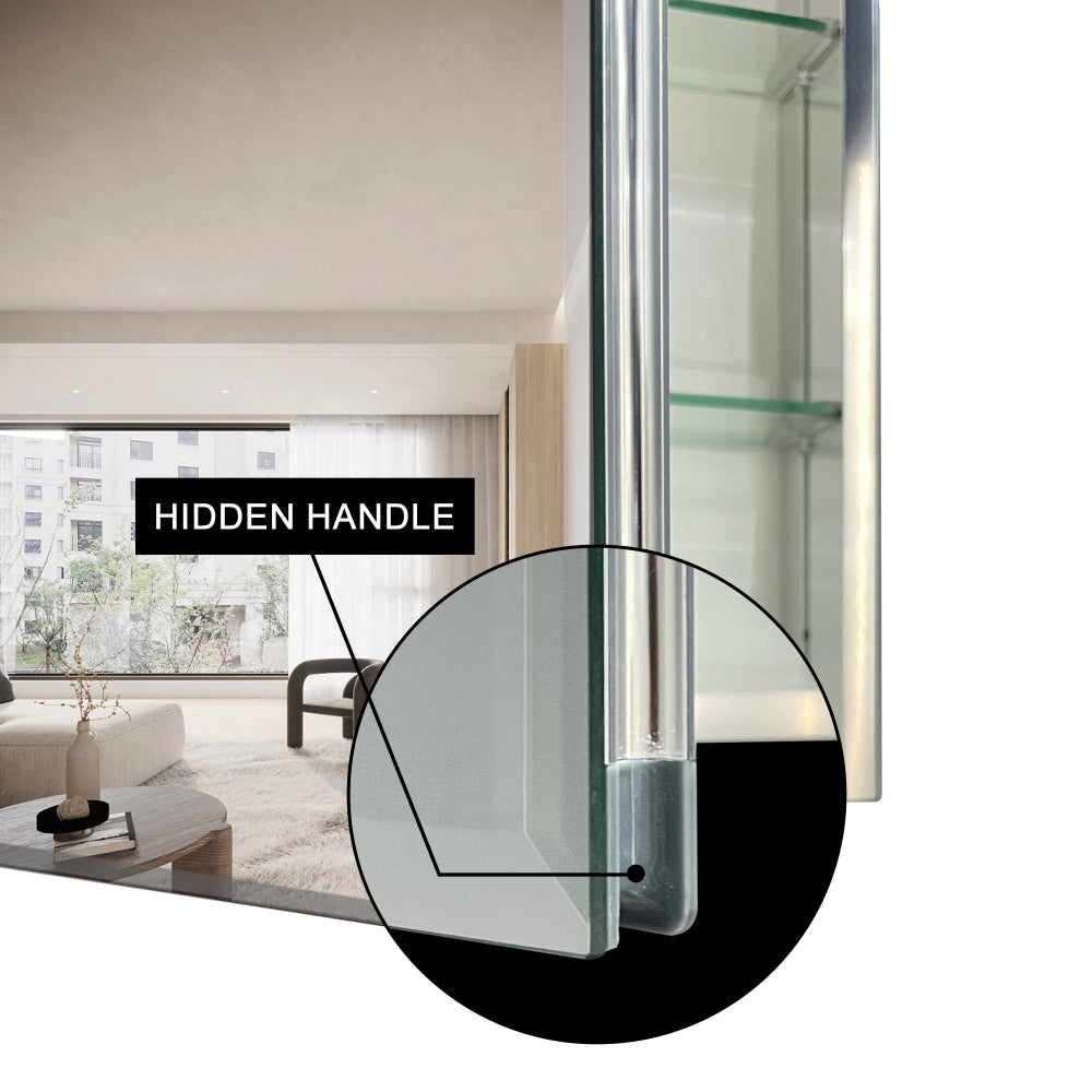 30x26 inch Double door mirror Aluminum medicine cabinet Surface Mount or Recessed Bathroom