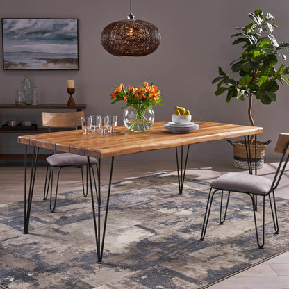 ZION INDUSTRIAL WOOD AND METAL RECTANGULAR DINING TABLE